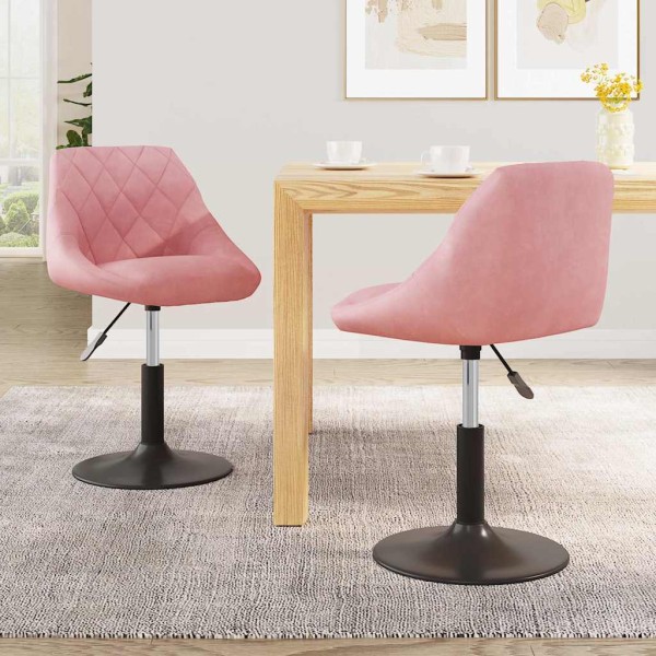 Swivel dining chairs, 2 pcs., pink, velvet