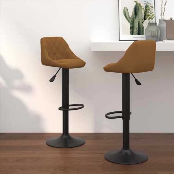 Bar stools, 2 pcs., brown, velvet