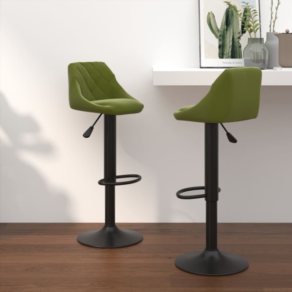 Bar stools, 2 pcs., light green color, velvet