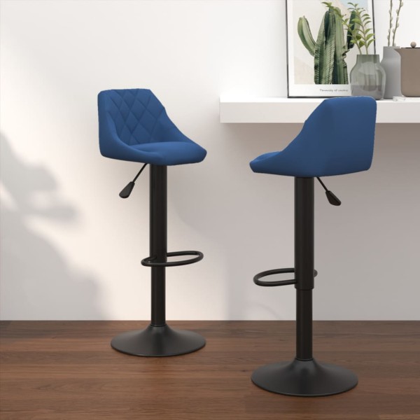 Bar stools, 2 pcs., blue, velvet