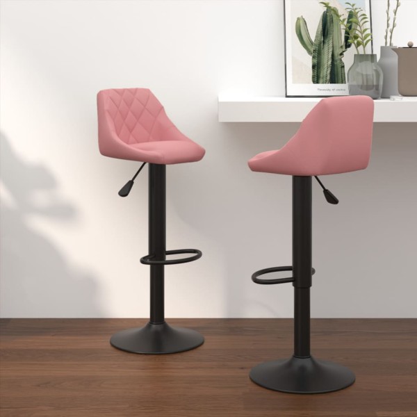Bar stools, 2 pcs., pink, velvet