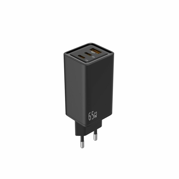 Wall Charger LEOTEC Leotec Cargador 65W GaN 2 USB-C PD + 1 USB-A Negro Black 65 W