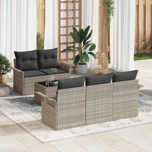 Garden Sofa Set 6 pcs Light gray and dark gray