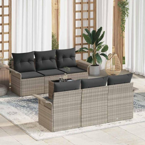 Garden Sofa Set 7 pcs Light gray and dark gray
