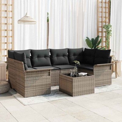Garden Sofa Set 7 pcs Gray...