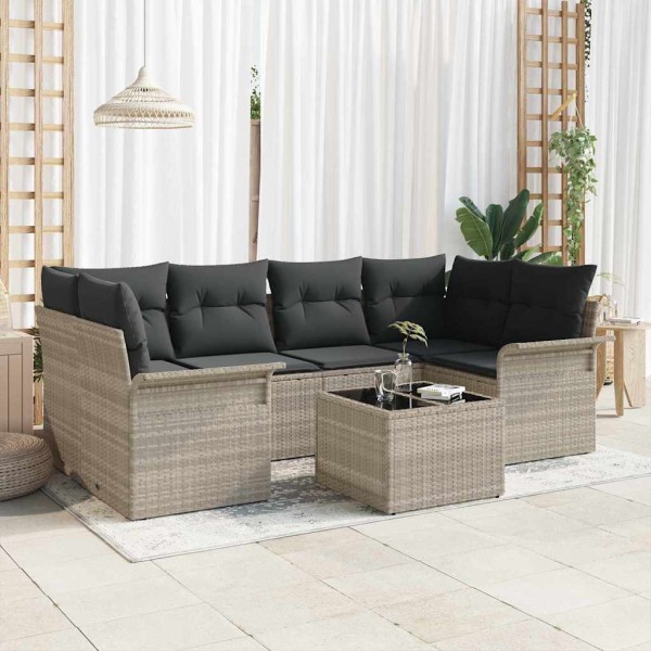 Garden Sofa Set 7 pcs Light gray and dark gray