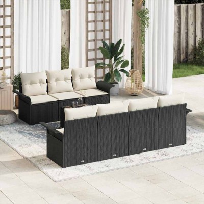 Garden Sofa Set 8 pcs Black...