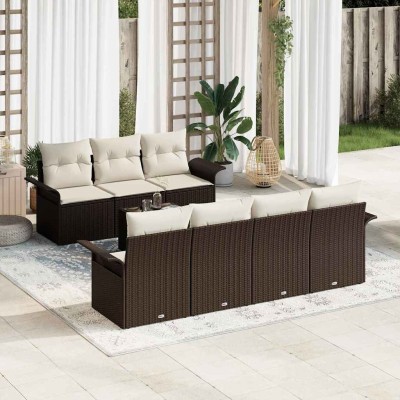 Garden Sofa Set 8 pcs Brown...