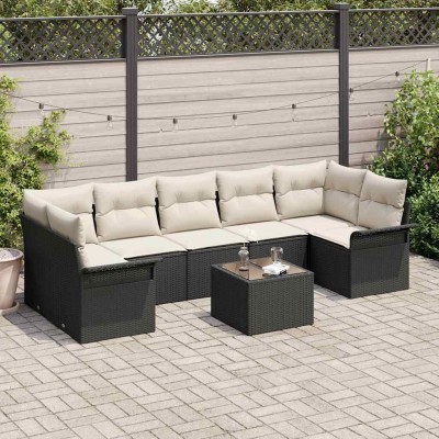 Garden Sofa Set 8 pcs Black...