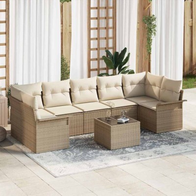 Garden Sofa Set 8 pcs Beige...