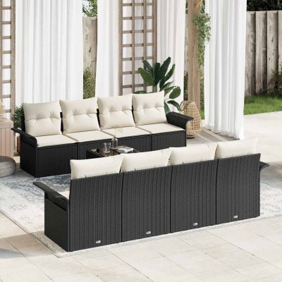 Garden Sofa Set 9 pcs Black...