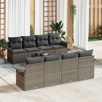 Garden Sofa Set 9 pcs Gray...