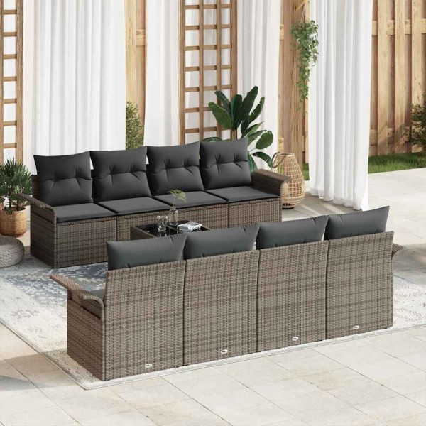 Garden Sofa Set 9 pcs Gray 55 x 55 x 37 cm polyrattan