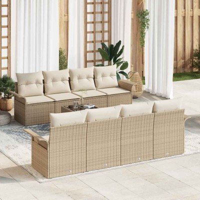 Garden Sofa Set 9 pcs Beige...
