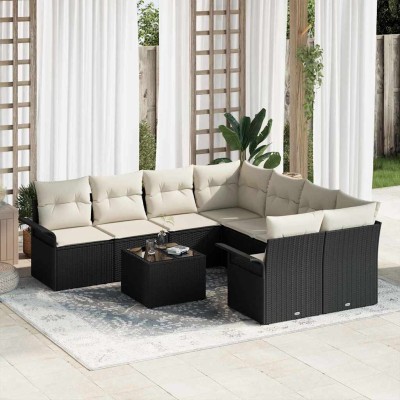 Garden Sofa Set 9 pcs Black...