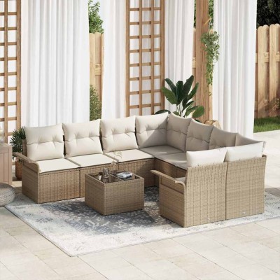 Garden Sofa Set 9 pcs Beige...