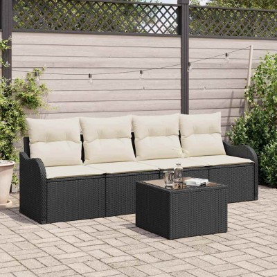 Garden Sofa Set 5 pcs Black...