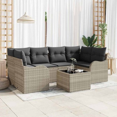 Garden Sofa Set 7 pcs Light...
