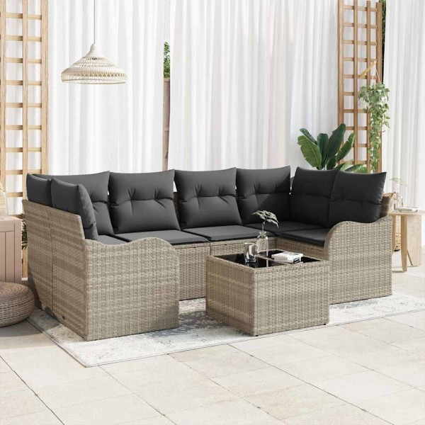 Garden Sofa Set 7 pcs Light gray and dark gray