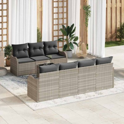 Garden Sofa Set 8 pcs Light...
