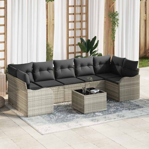 Garden Sofa Set 8 pcs Light gray and dark gray