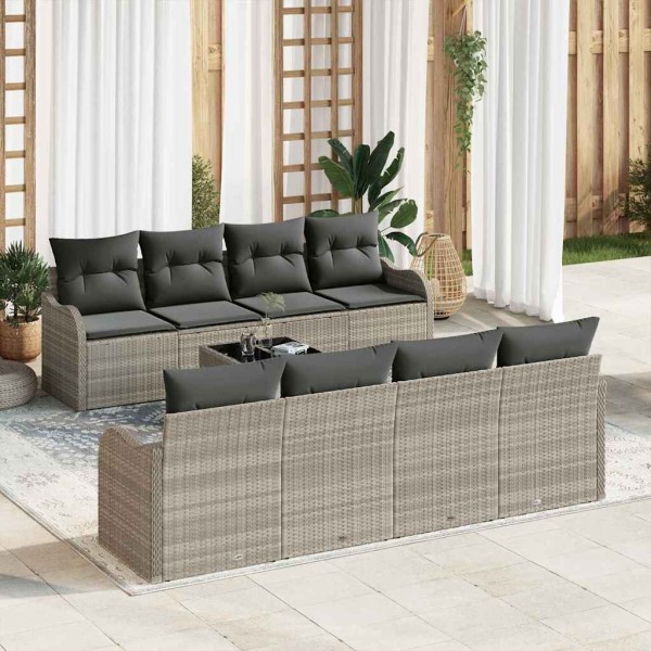 Garden Sofa Set 9 pcs Light gray and dark gray