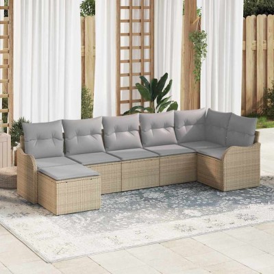 Garden Sofa Set 7 pcs beige...