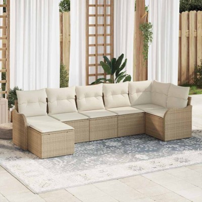 Garden Sofa Set 7 pcs Sand...