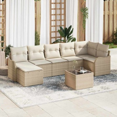 Garden Sofa Set 8 pcs Sand...