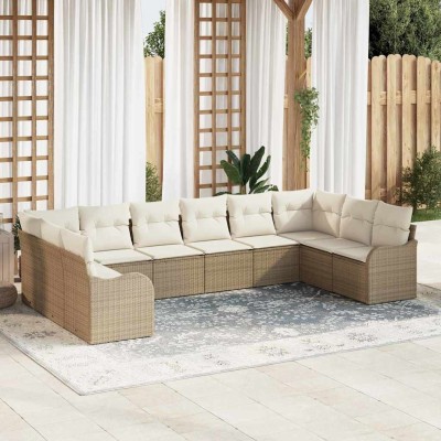Garden Sofa Set 10 pcs Sand...