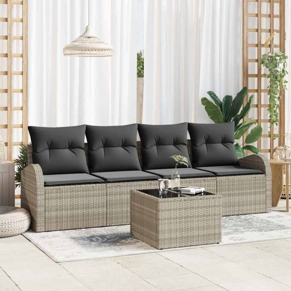 Garden Sofa Set 5 pcs Light gray and dark gray