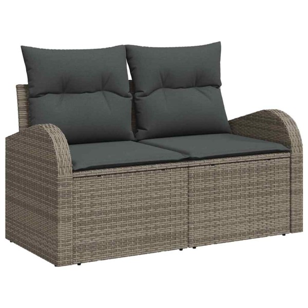 Garden sofa set with storage 6 pcs Gray polyrattan