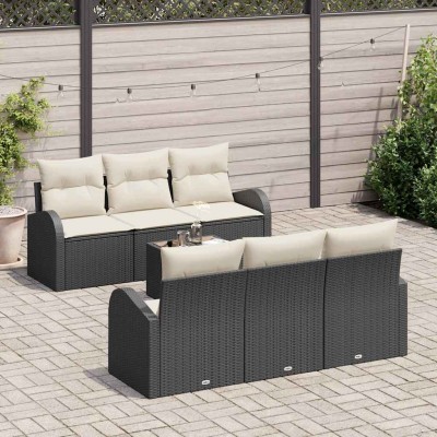 Garden Sofa Set 7 pcs Black...