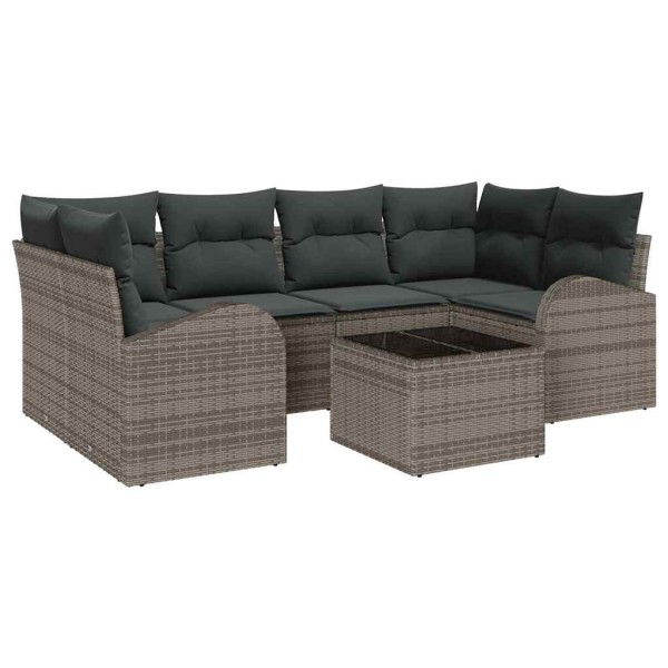 Garden sofa set with storage 7 pcs Gray polyrattan