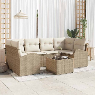 Garden Sofa Set 7 pcs Beige...