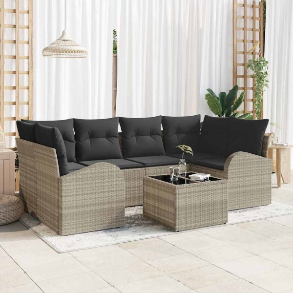 Garden Sofa Set 7 pcs Light gray and dark gray