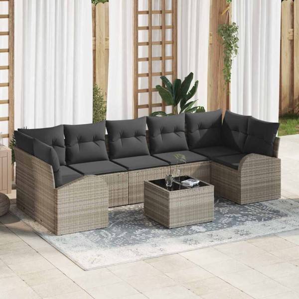 Garden Sofa Set 8 pcs Light gray and dark gray