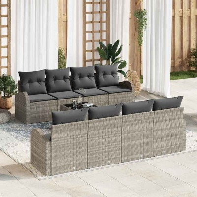 Garden Sofa Set 9 pcs Light...