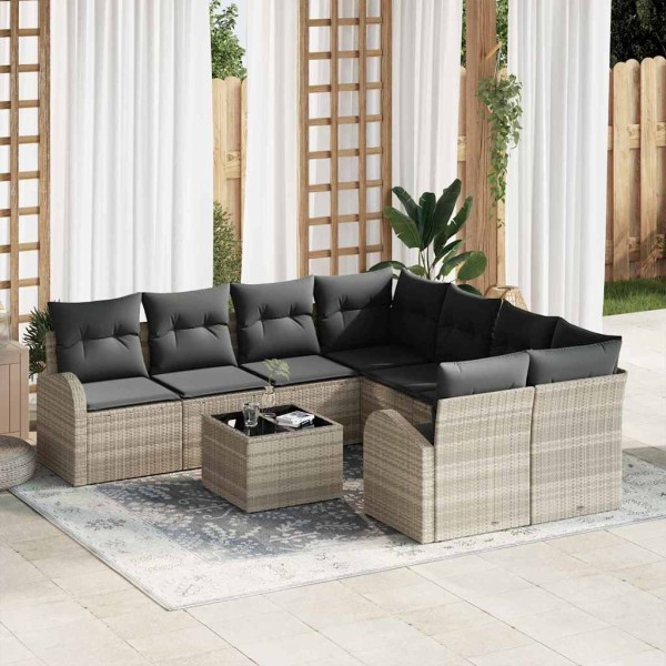 Sofa set 9 pcs. Light gray and dark gray