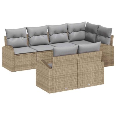 Garden Sofa Set 7 pcs Beige...