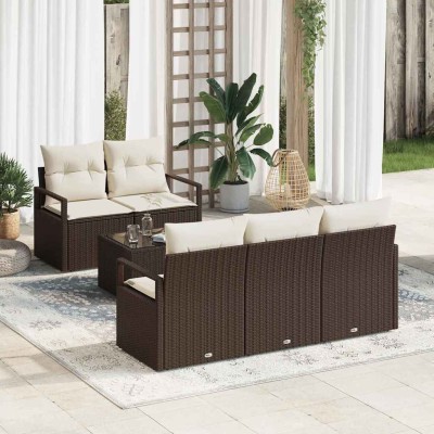 Garden Sofa Set 6 pcs Brown...