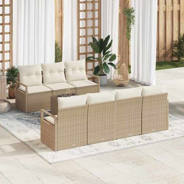 Garden Sofa Set 8 pcs Beige and cream polyrattan