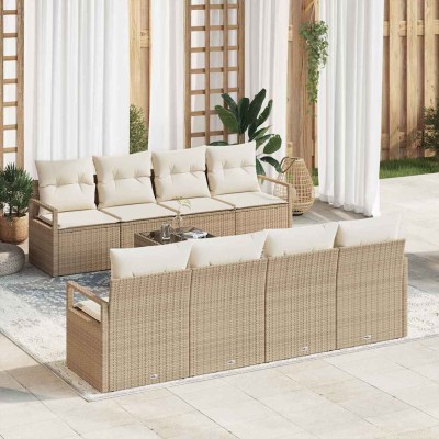 Garden Sofa Set 9 pcs Beige...