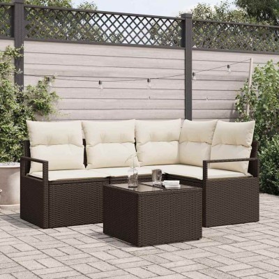 Sofa set 5 pcs Brown and...