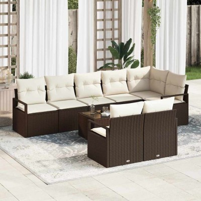 Garden Sofa Set 9 pcs Brown...