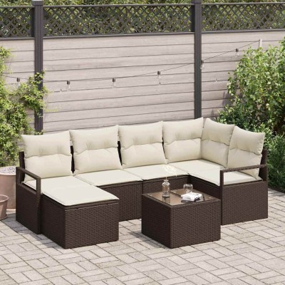 Sofa set 7 pcs Brown and...