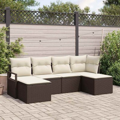 Sofa set 6 pcs Brown and...
