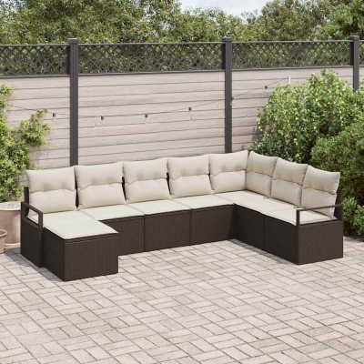 Sofa set 8 pcs Brown and...