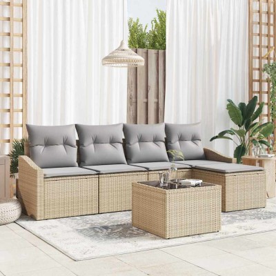 Sofa set 6 pcs Beige and...