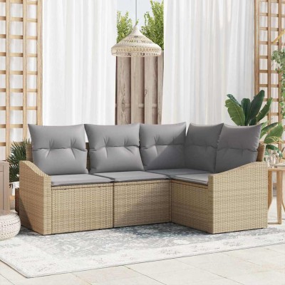 Garden Sofa Set 4 pcs Beige...